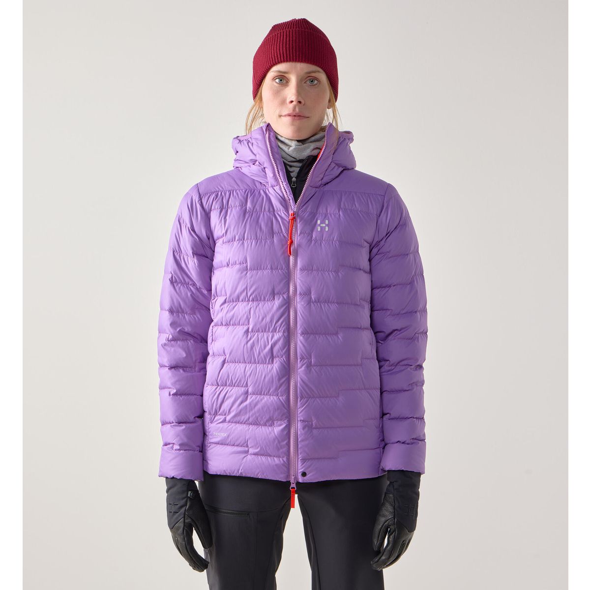 Haglöfs ROC Flash Down Hood Women purple ice/tech red (5UZ) XS 6074665UZ010