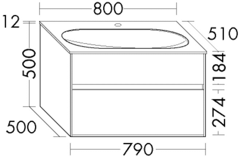 Burgbad Glas-Waschtisch+Waschtischunterschrank rc40 Solid Hochglanz Schwarz Hochglanz/Weiß Hochglanz SGAQ080F4526A0031