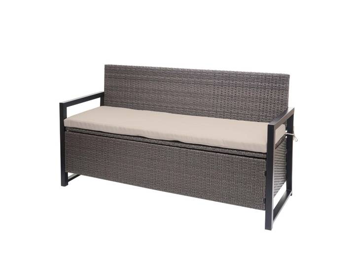 POLY-RATTAN 3ER SITZBANK Grau, Beige