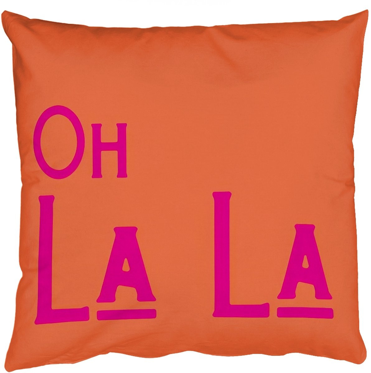 Sierkussen Oh la la - Oranje en Roze - 60 x 60 cm