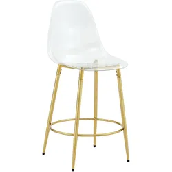 STILVORA Barhocker 2er-Set Kunststoff transparent/Gold, Metall, Sitzhöhe 66 cm