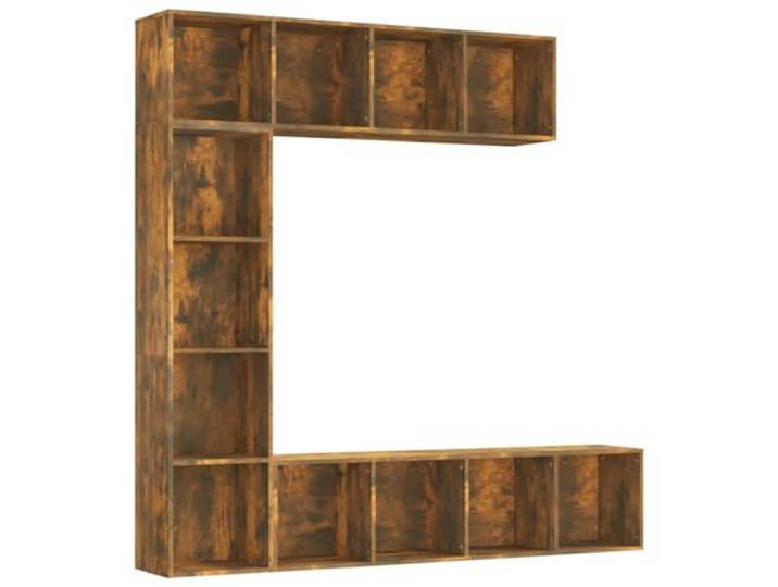 RJPLMFV Bibliotheque TV-Schrank, 3-teilig, Eiche, Rauchgrau, 180 x 30 x 180 cm