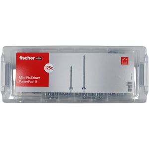 Fischer Schraubenset MiniFixTainer PowerFast II BC, 5 verschiedene Größen, TX-Antrieb, 125-teilig