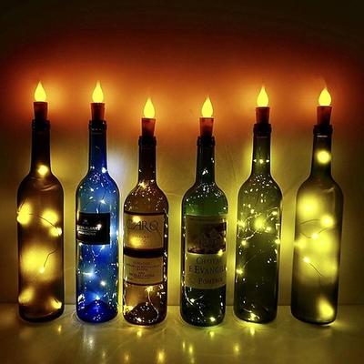 Elegante Hochzeitsempfangs Feier Flammenkerze LED Korklichter Weinflasche DIY 6 Stück Glühwürmchen Bastelglaslichter für Hochzeitsfest Feier Urlaubsdekoration