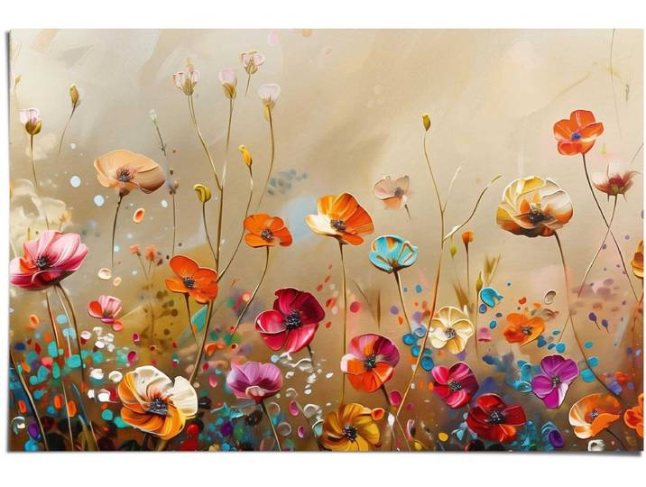 Poster Zomers bloemenveld - 61 x 91\,5 - Papier - REINDERS