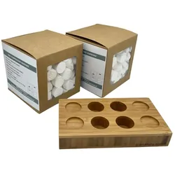OIO NATURA Komprimierte biologisch abbaubare Tücher von OIO (Packung mit 400 Stück) + Bambussockel vervierfachen
