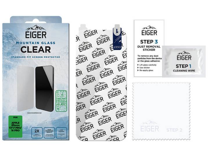 Eiger Displayschutzglas Clear iPhone 16 Pro / 17 / 17 Pro