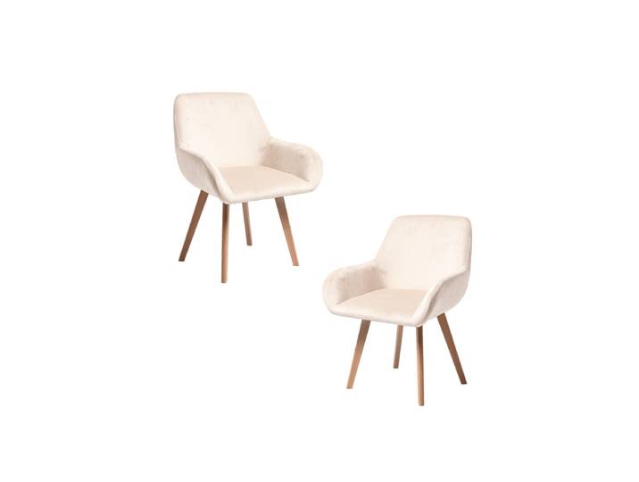 2er Set Venly Samt Stühle - Beige