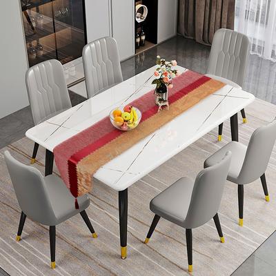 Violet Linen Chenille Striped Swivel Pattern Polyester Table Runner