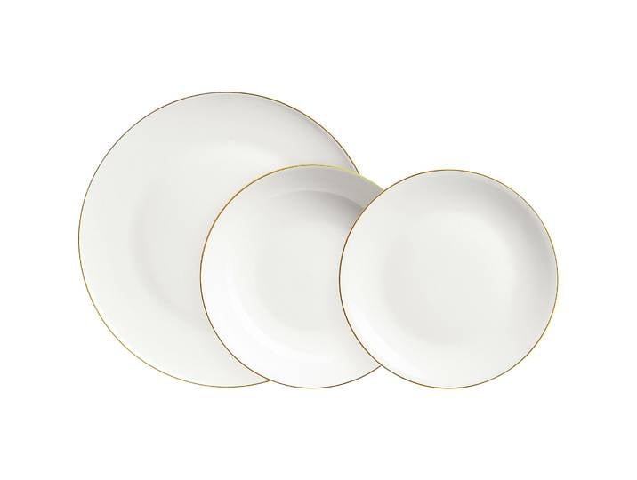 Geschirr-Set 12-teilig weiss / gold Porzellan