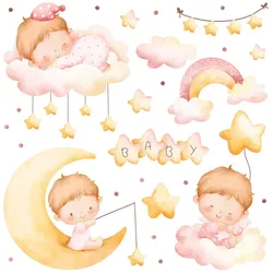 WANDAUFKLEBER 100x133cm - Babys auf den Wolken