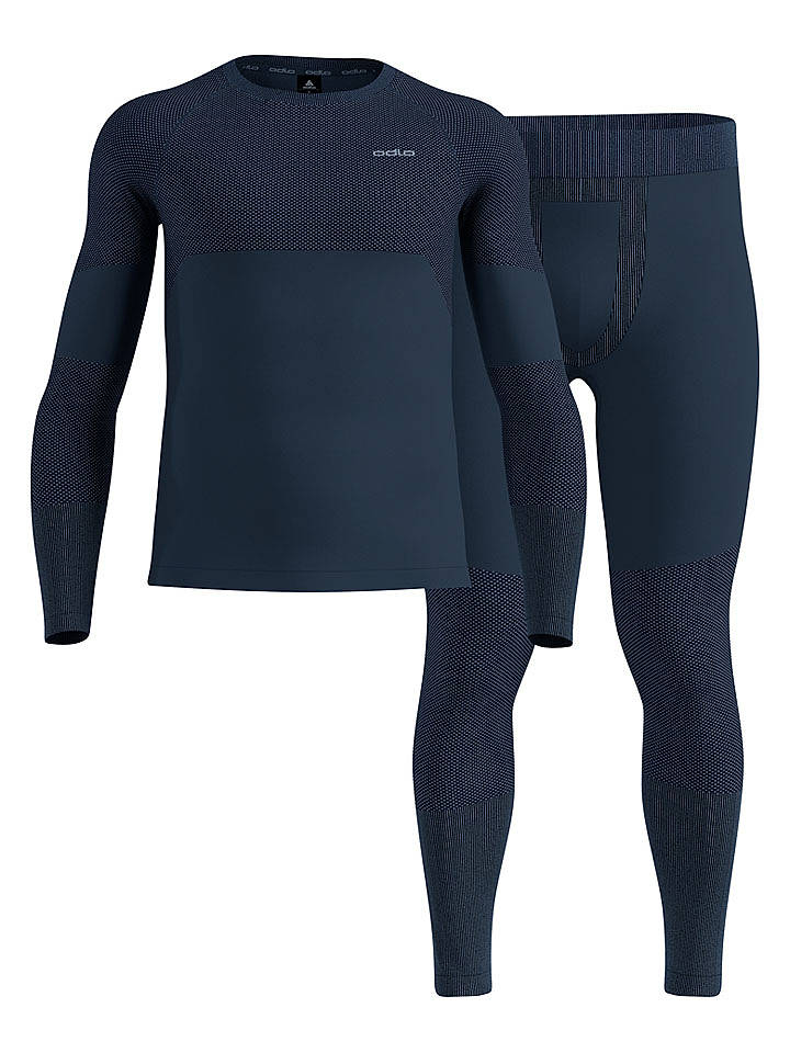 Odlo 2tlg. Funktionswäsche-Set "Fundamentals Performance Warm" in Dunkelblau - XXL