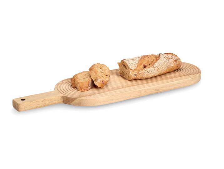 Schneidebrett ZELLER PRESENT Schneidebrett m. Griff Stripes , Gummibaum , beige (natur), B:16cm H:2cm L:50,3cm, Massivholz, Schneidebretter, Schneidebrett, schöne, strukturierte Oberfläche