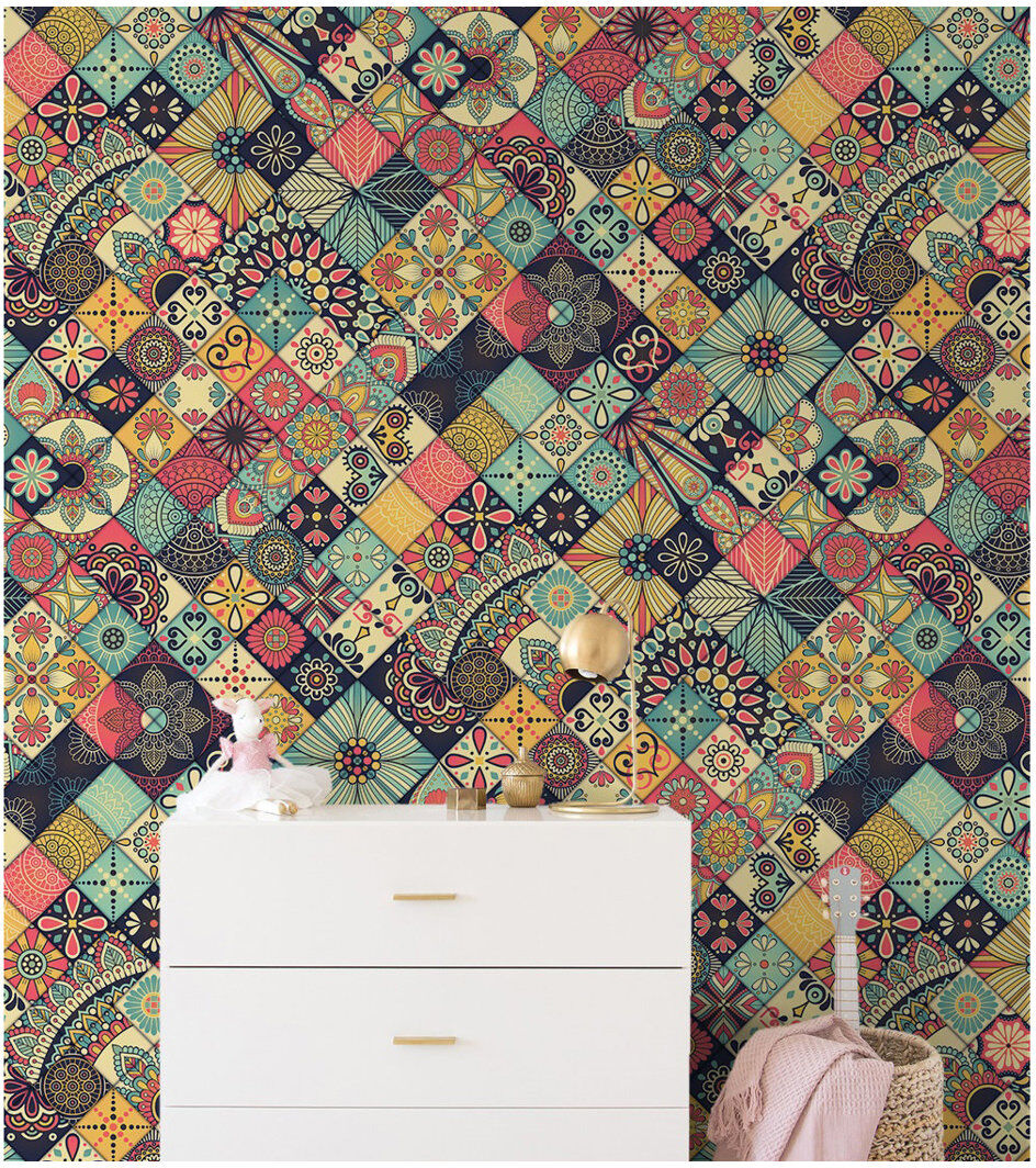 Latitude Vive Anly Matte Mural Pink/Blue/Yellow 312 x 219cm