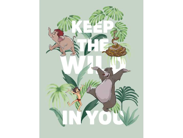Bild KOMAR Jungle Book Keep the Wild , bunt (farbe bild(er): bunt), B:30cm H:40cm, Holz, Papier, Bilder, Bild, Wandbild zur Dekoration im Kinderzimmer - ohne Rahmen