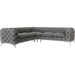 ECKSOFA Chesterfield Laura Grau Samt