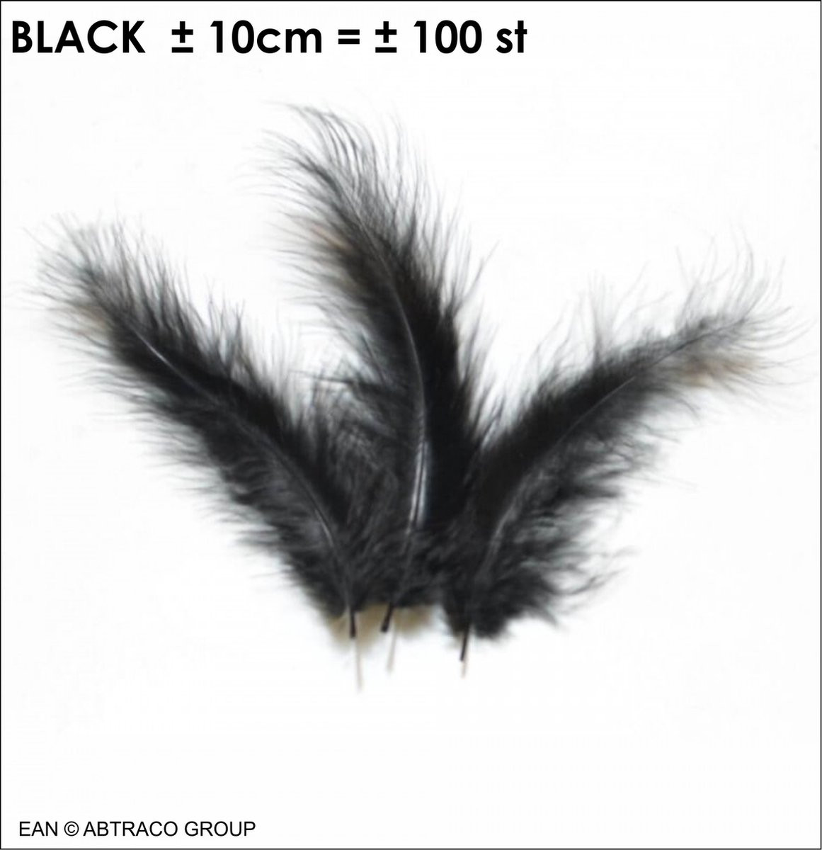 Abtraco Import Pluimen Zwart ± 100 st ± 10 cm