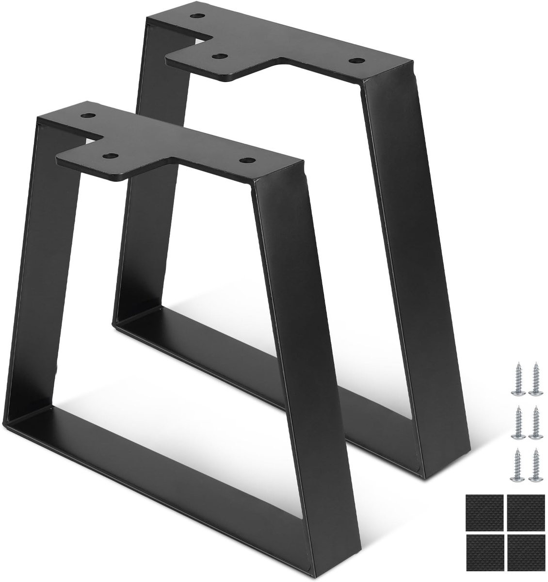 Dailygoods Tafelpoten 20 cm trapeziumvormig - Zwarte metalen meubelpoten met schroeven - Industriële look