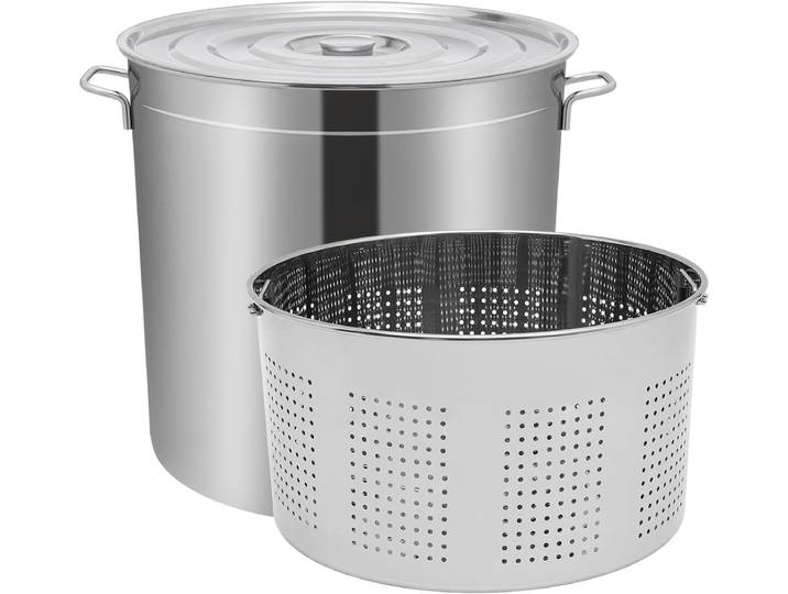 Marmite à soupe 100L avec couvercle et panier, marmite à soupe en acier inoxydable, marmite avec panier