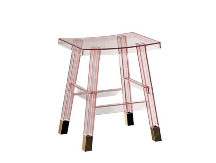 XXAD553TY Transparenter rechteckiger Hocker, Balkon, Küche, Schlafzimmer, Ruhehocker Kleiderschrank(Pink)