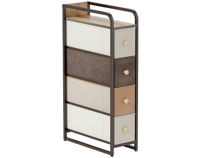 Homcom Kommode Vliesstoff, Stahl Mehrfarbig, Mehrfarbig, Metall, 4 Schubladen, 47x84.5x20 cm, Kleinmöbel, Kommoden