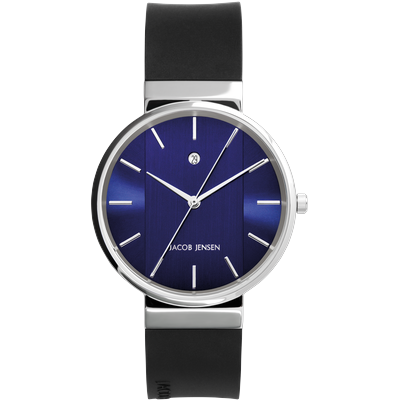 Quarzuhr JACOB JENSEN "New Line", schwarz (schwarz, blau), Armbanduhren, Herren, silberfarben, Quarzuhr, Armbanduhr, Herrenuhr, analog, Tag