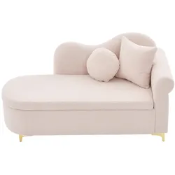 Merax Multifunktionale Chaiselongue mit Stauraum – 134 cm, Teddyplüsch, inkl. Lenden- & Nackenkissen, Chaise Longue, Hellrosa