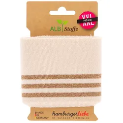 Albstoffe Bio-Strickbündchen "Cuff Me Glam" mit Glitzer, ecru/gold, 1,4 m