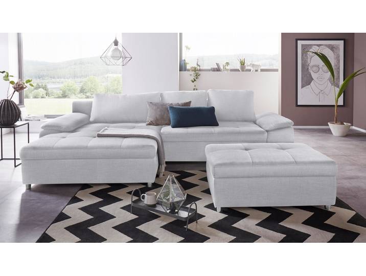 Ecksofa, Luxus-Microfaser ALTARA NUBUCK, Silber, 290×90 cm, XXL, Modern, sit&more