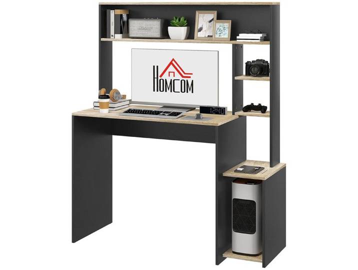 Bureau multi-rangement DONOVAN gris et bois