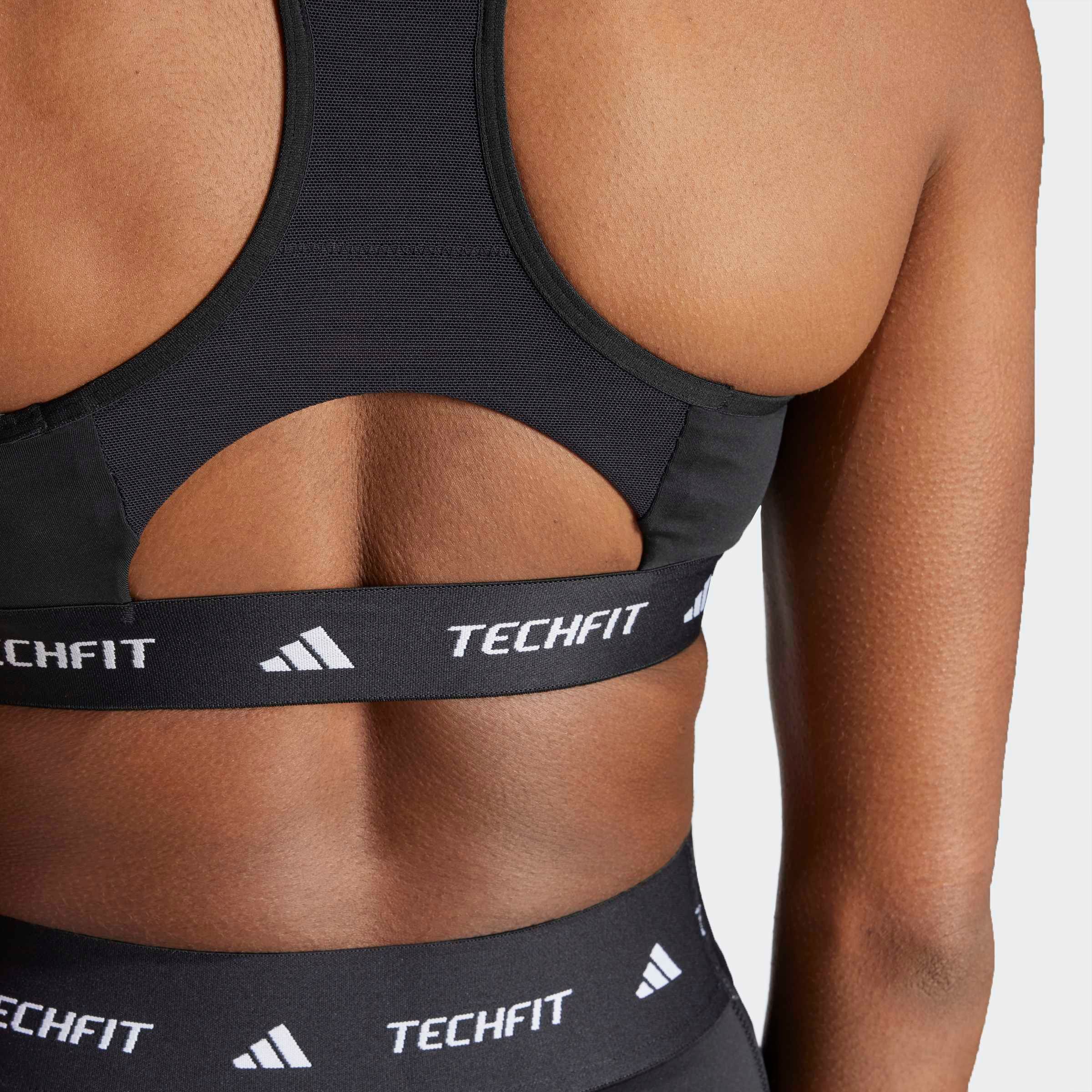 Sport-BH ADIDAS PERFORMANCE "TECHFIT SPORT-BH", Damen, Gr. M, N-Gr, schwarz, Obermaterial: 73% Polyester, 27% Elasthan, BHs Sport-BH schwarz M, N-Gr