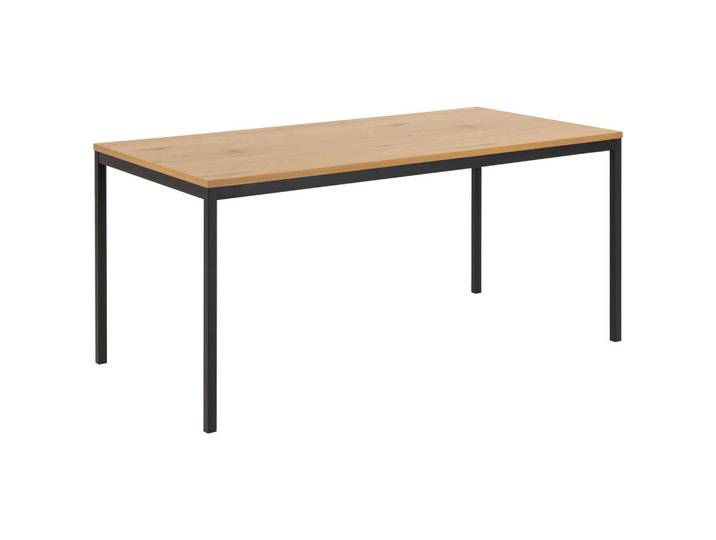 P & B Esstisch, Schwarz, Eichefarben, Metall, Holzwerkstoff, rechteckig, eckig, 80x74x160 cm, Esszimmer, Esstische, Holztisch, Esstisch in Holzoptik
