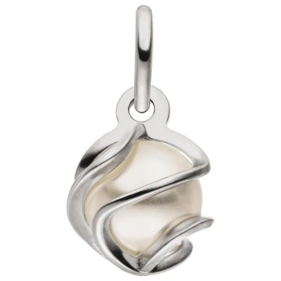 Perlenanhänger JOBO "Kleiner Anhänger 7 mm", silber 925, Schmuckanhänger, Damen, Perlen Silber 925 (Sterlingsilber), Perlen, Silber 925 (Sterlingsilber), 925 Silber mit synthetischer Perle
