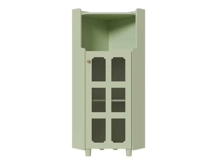 Vitrine/vaisselier d’angle vert avec LED