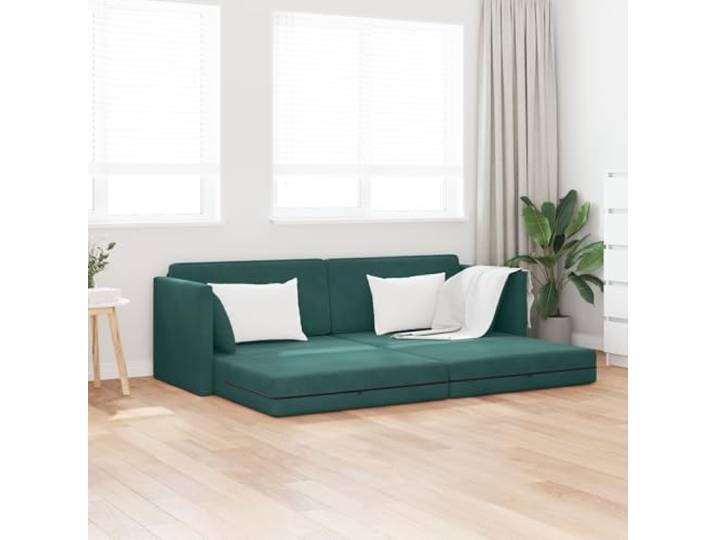 HEFZGDB Boden Schlafsofa 2-in-1 Dunkelgrün 213x144x60 cm Samt Modernes Design Abnehmbare Kissenbezüge Stilvolle Ergänzung Wohnzimmer Gästezimmer Funktionalität Komfort Täglicher