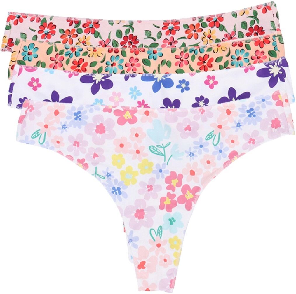 INF 4er-Pack Damen Nahtloser Low-Rise Tanga – Atmungsaktiv, Unsichtbar, Multicolor, Polyesterfaser+Baumwolle M