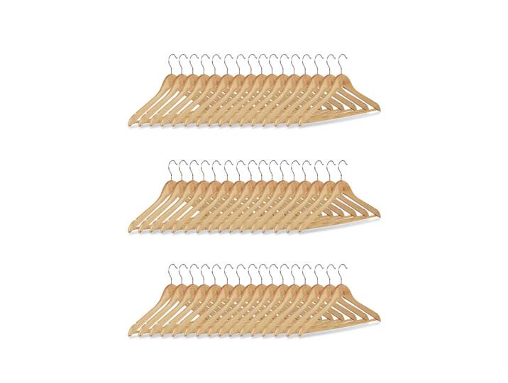 Kleiderbügel Holz 48er-Set Hellbraun-Silber