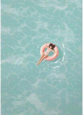 Inspired Finds Nordic Summer Pool Party Girl Canvas Wall Art For Coastal Living Room Decor pink Inner Tube 7.9x11.8in No Frame