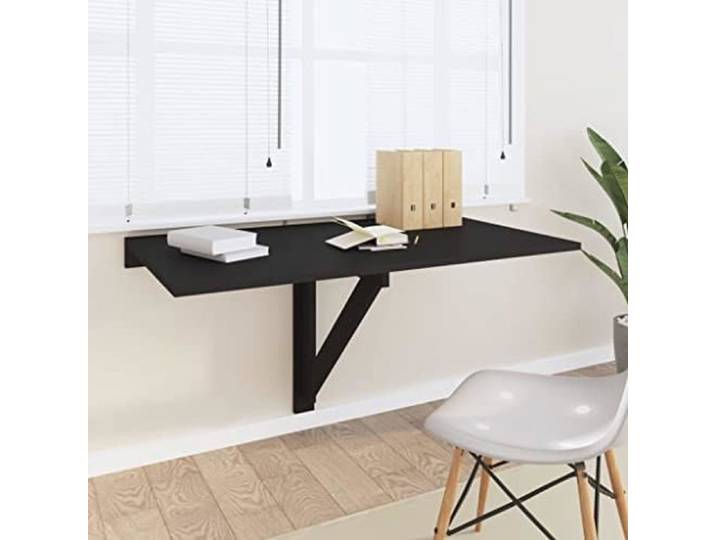 Table murale pliante - VIDAXL - 110 x 38 x 75 cm - Multicouche - Noir - Montage facile
