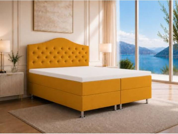 Best For Home Glamour Boxspringbett 200x200 cm, Bett mit staurum und Topper