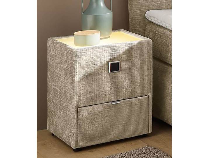 Nachtkonsole JOCKENHÖFER GRUPPE Lancy , beige (beige 330, 17), B:42,5cm H:53cm T:45cm, Glas, Holzwerkstoff, Sideboards, Nachtkonsole, mit LED-Beleuchtung