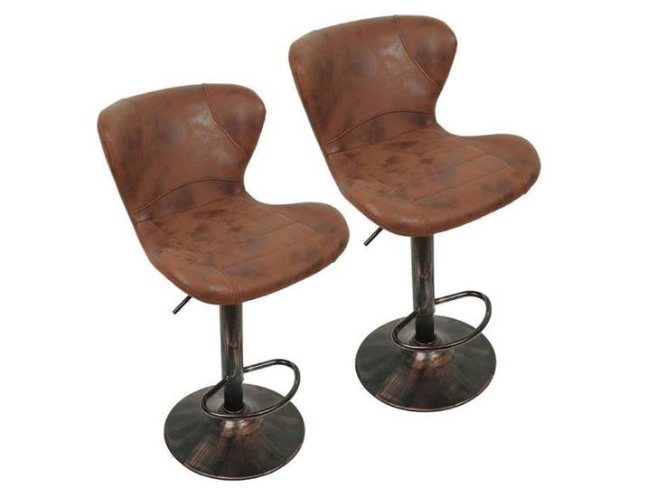 Chaise de bar - AHH - design industriel - réglable - anti-taches - marron