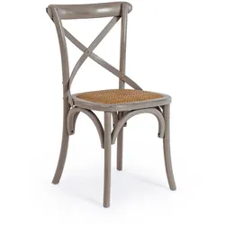 Stuhl Cross aus Ulmenholz und Rattan, klassisch, dunkelgrau, robust und pflegeleicht