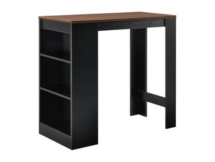 Helloshop26 Bartisch mit Aufbewahrung, Bistro, hoch, 110 cm, Schwarz und Walnuss-Effekt, 03_0006192