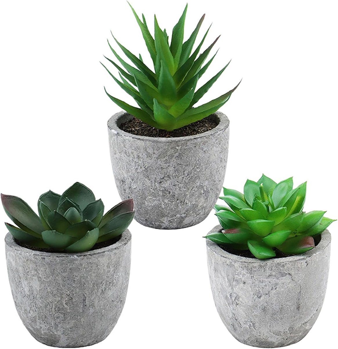 Set van 3 groene kunstplanten in pot voor decoratie van je huis