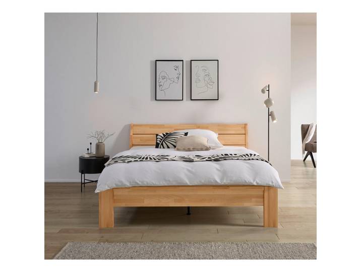 Mid.you Bett, Kernbuche, Holz, Kernbuche, massiv, Höhe ca. 5 cm, 180x200 cm, Lattenrosthöhe individuell einstellbar, Schlafzimmer, Betten, Doppelbetten
