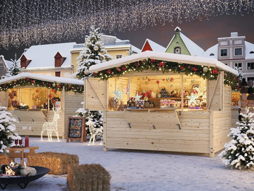Marktstand Palmako Marian 6,2 m² inkl. Fußboden 328 x 284 cm natur