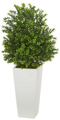 Nearly Natural Sweet Grass Artificial Plant in White Tower Planter (Indoor/Outdoor)