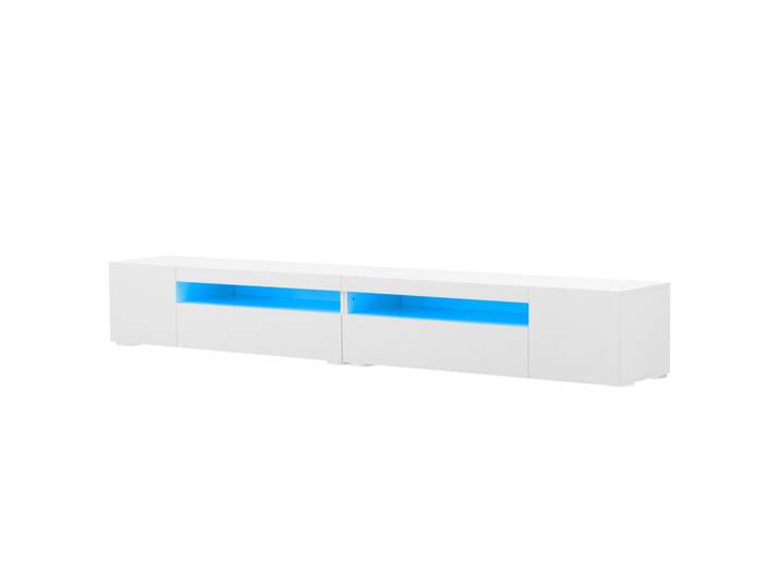 Okwish Tv-Schrank 240/35,5/38,5 cm weiß MDF mit variabler LED-Beleuchtung und symmetrischem Design, Weiß, 240x35.5x38.5 cm, Wohnzimmer, TV Möbel, Lowboards, Lowboards stehend