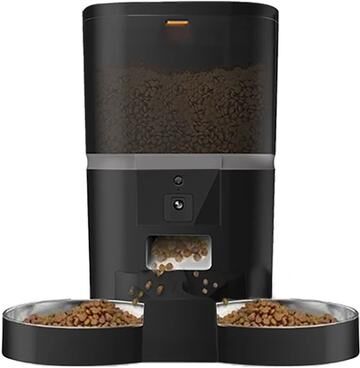 Uplift Essentials 4L Smart Automatic Pet Feeder With HD Camera & Voice Recorder black 2 Bowl